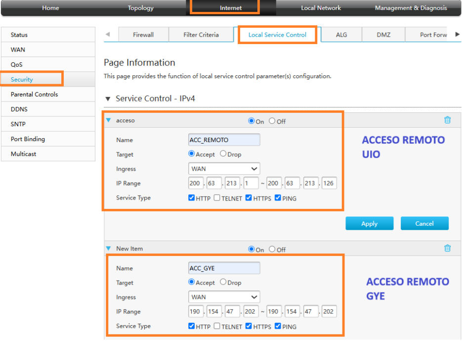 Opciones de Configuración de IP
