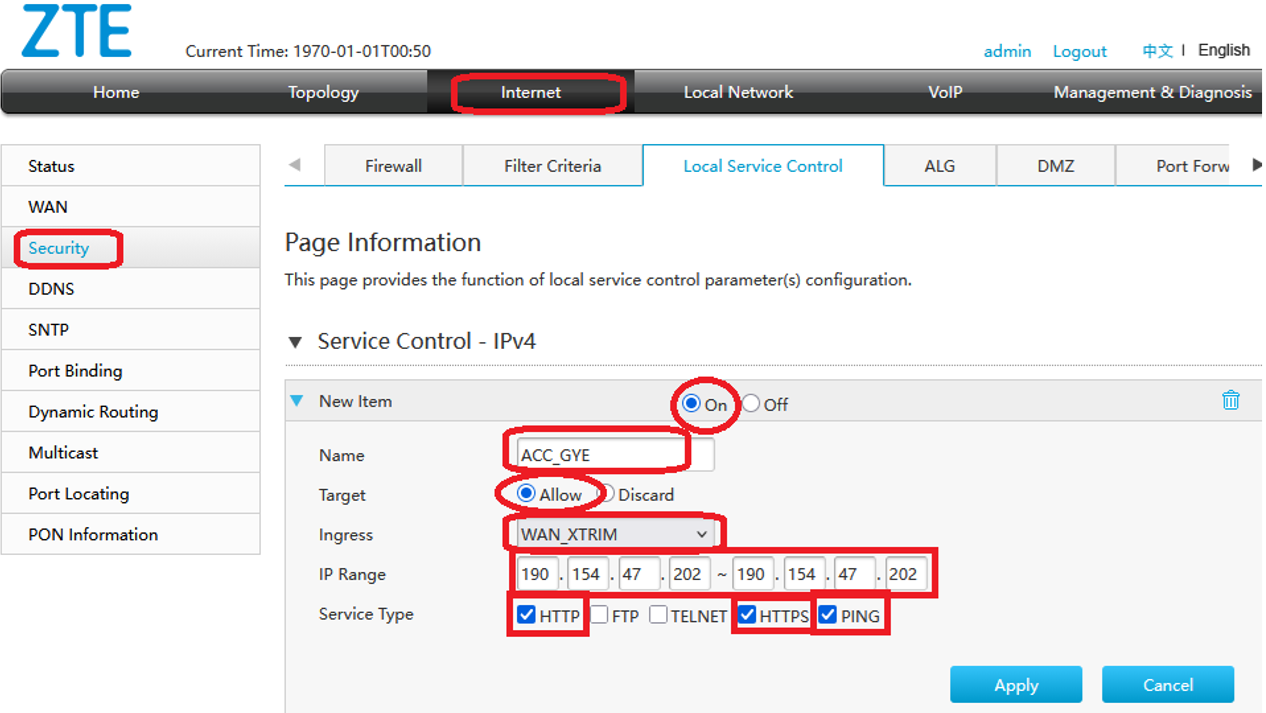 Pasos para habilitar ACCESO REMOTO (COSTA) en ZTE