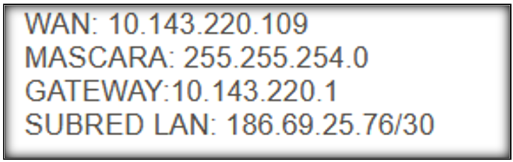Imagen de IPs WAN y LAN en notas del FSM