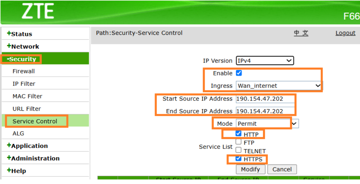 Pasos para cambio de contraseña en ZTE